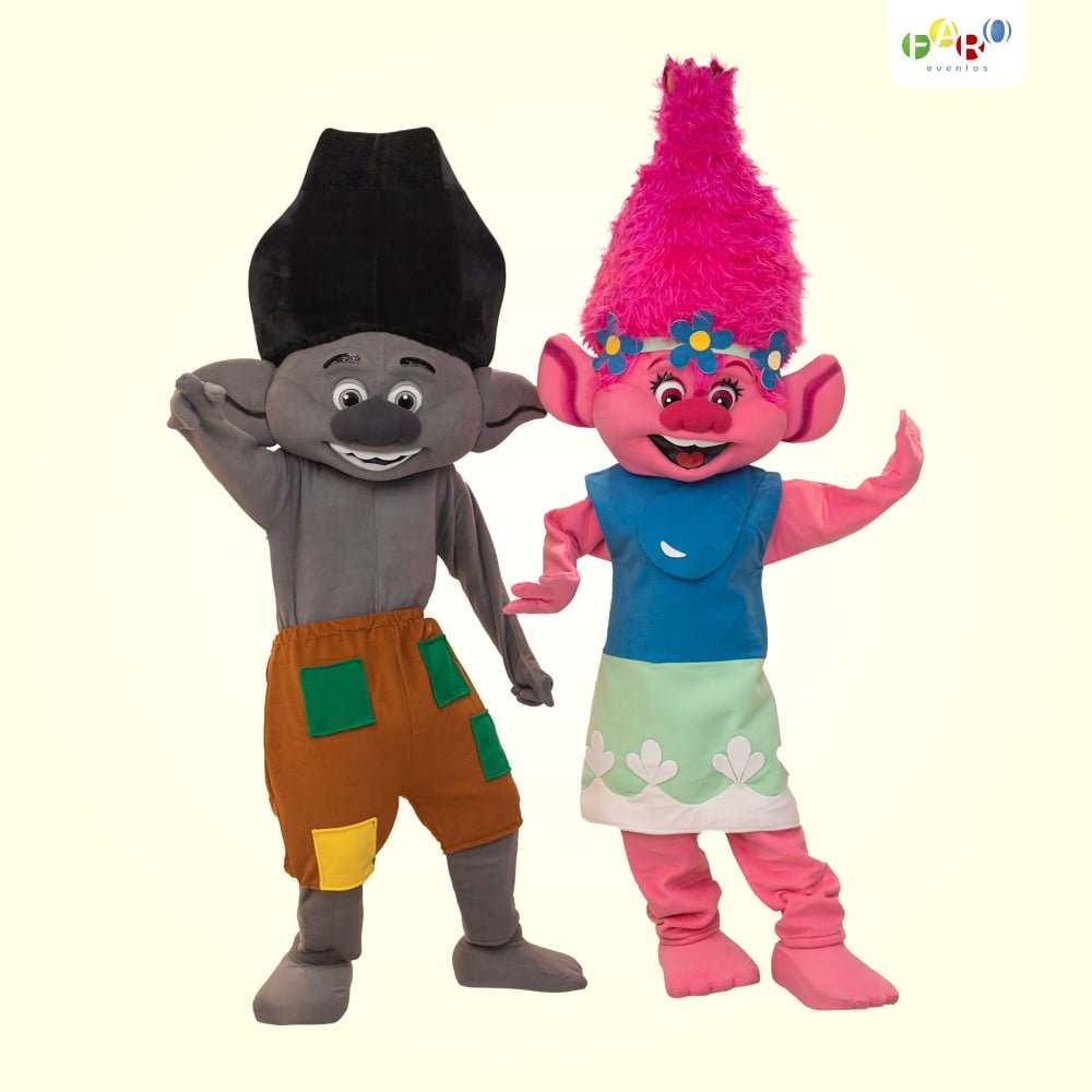 Tronco e Poppy - Trolls - Personagens Temáticos - Faro Eventos