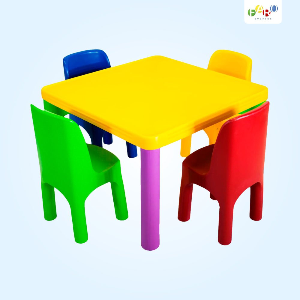 Mesinha Plástica Infantil Com 4 Cadeiras - Aluguel de Brinquedos - Faro Eventos - Joaçaba